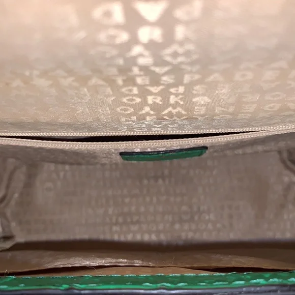 Kate Spade Large Green Crocodile Embossed Leather Crossbody Handbag Vintage-RARE - Picture 5 of 8